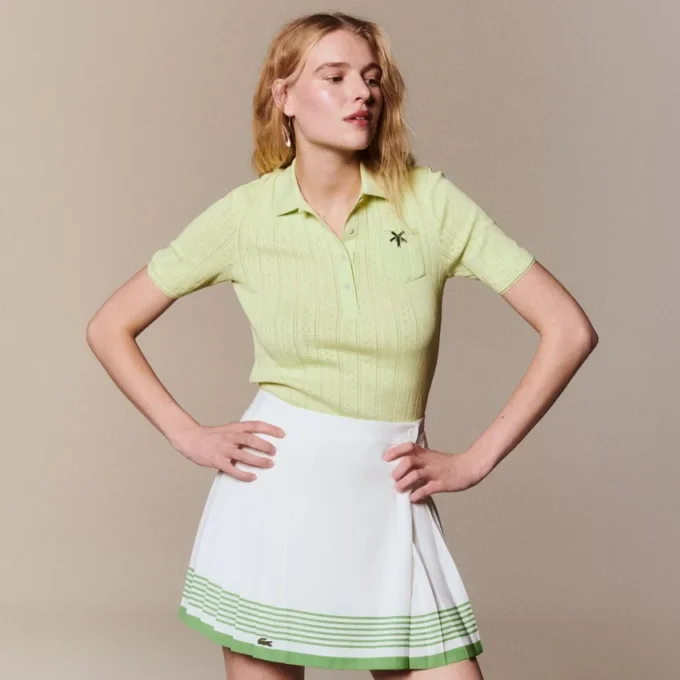 Damen-Poloshirt „Slim Fit Pointelle“ mit L.12.D-Logo