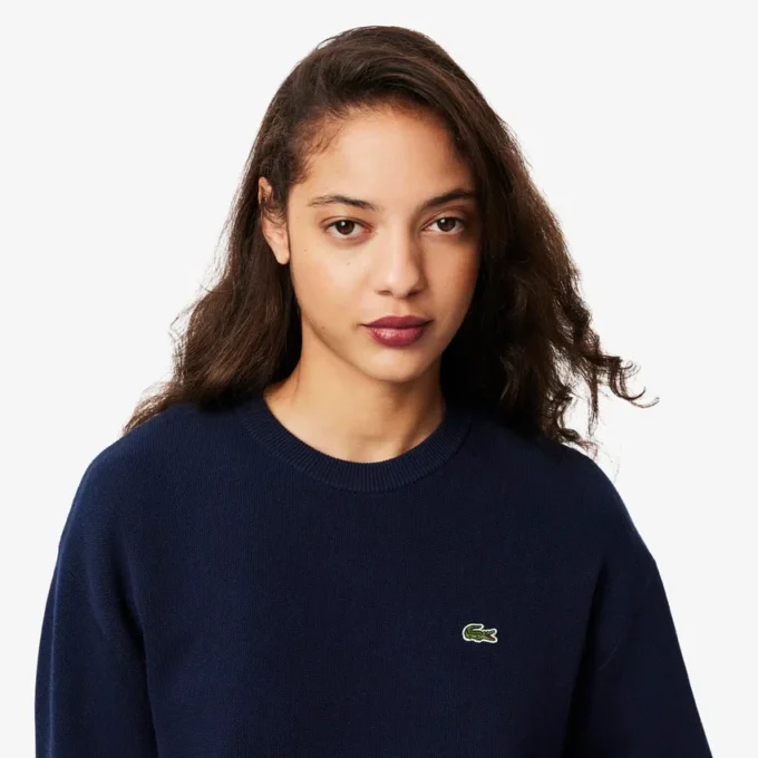 Damen-Pullover aus Baumwolle mit Rundhalsausschnitt und lockerer Passform