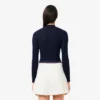 Damen-Pullover aus Merinowolle mit hohem Kragen und Rippstrick
