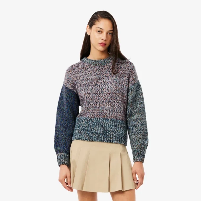 Damen-Pullover aus Woll-Blend mit Rollkragen und Zopfmuster