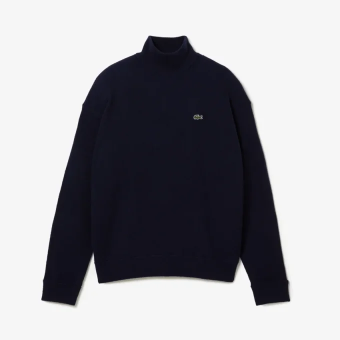 Damen-Pullover aus Wolle mit hohem Kragen und lockerer Passform