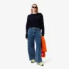 Damen-Pullover aus Wolle mit Moosmuster in lockerer Passform