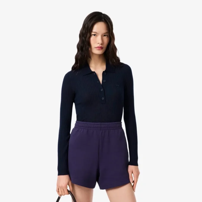 Damen-Pullover aus Wolljersey mit Poloshirt-Kragen