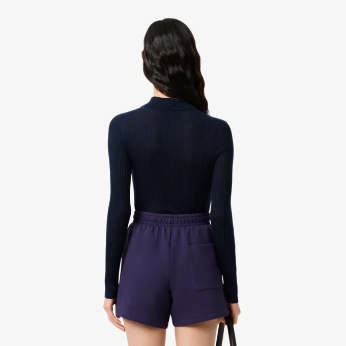 Damen-Pullover aus Wolljersey mit Poloshirt-Kragen