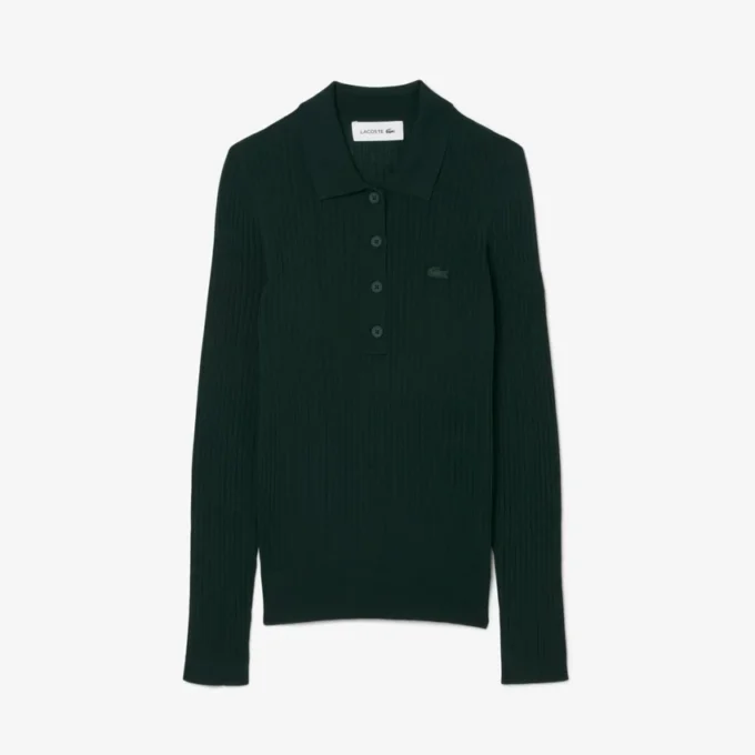 Damen-Pullover aus Wolljersey mit Poloshirt-Kragen