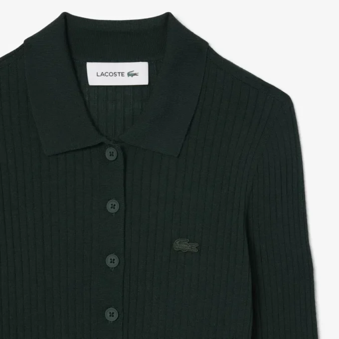Damen-Pullover aus Wolljersey mit Poloshirt-Kragen