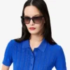 Damen-Pullover mit geripptem Strick und Poloshirt-Kragen