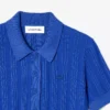 Damen-Pullover mit geripptem Strick und Poloshirt-Kragen