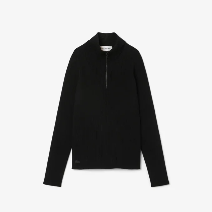 Damen-Pullover mit hohem Kragen aus 3D-Rippstrick