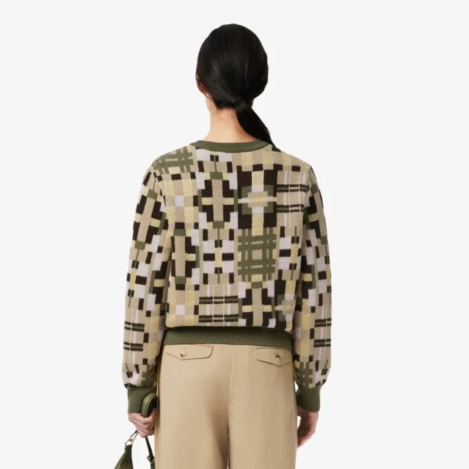 Damen-Pullover mit Rundhalsausschnitt und Grafikprint aus Wolle