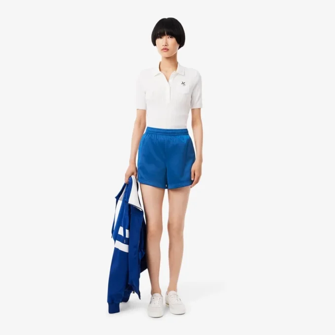 Damen-Shorts aus Satin-Jersey mit Pointelle-Streifen