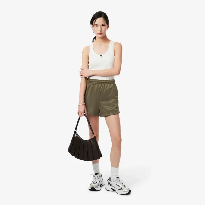 Damen-Shorts aus Satin-Jersey mit Pointelle-Streifen
