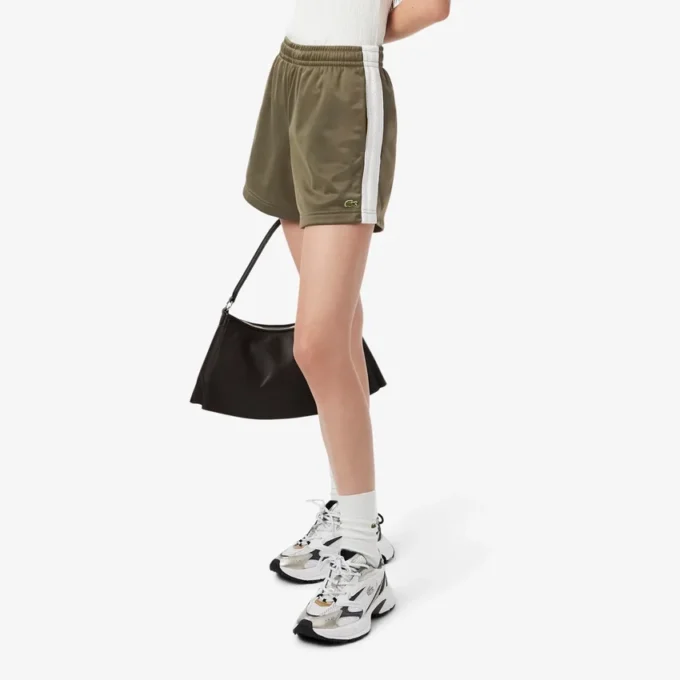 Damen-Shorts aus Satin-Jersey mit Pointelle-Streifen
