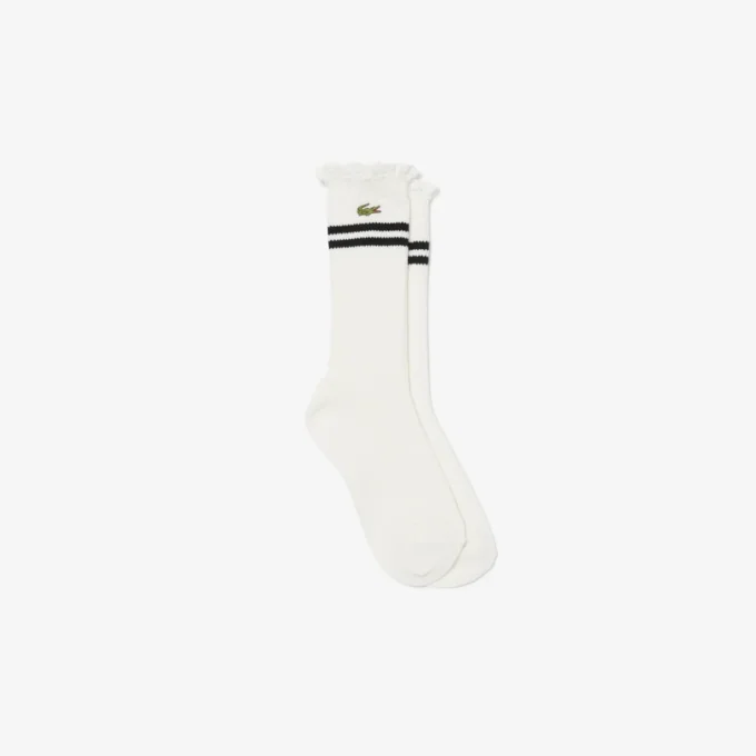 Damen-Socken mit Spitzenrand und Rippmuster