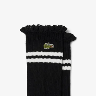 Damen-Socken mit Spitzenrand und Rippmuster