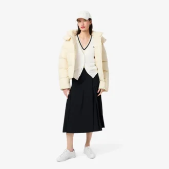 Damen-Strickjacke aus Baumwolle mit V-Ausschnitt und Moosmaschenmuster