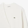 Damen-Strickjacke aus Baumwolle mit V-Ausschnitt und Moosmaschenmuster