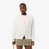 Damen-Strickjacke aus Baumwolle mit V-Ausschnitt und Moosmaschenmuster