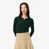 Damen-Strickjacke aus Merinowolle mit Rippstrick