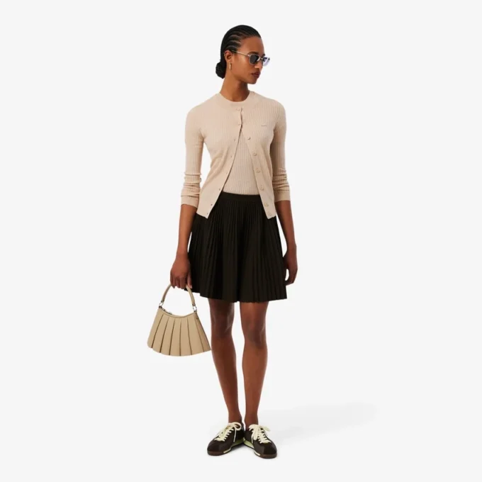 Damen-Strickjacke aus Merinowolle mit Rippstrick