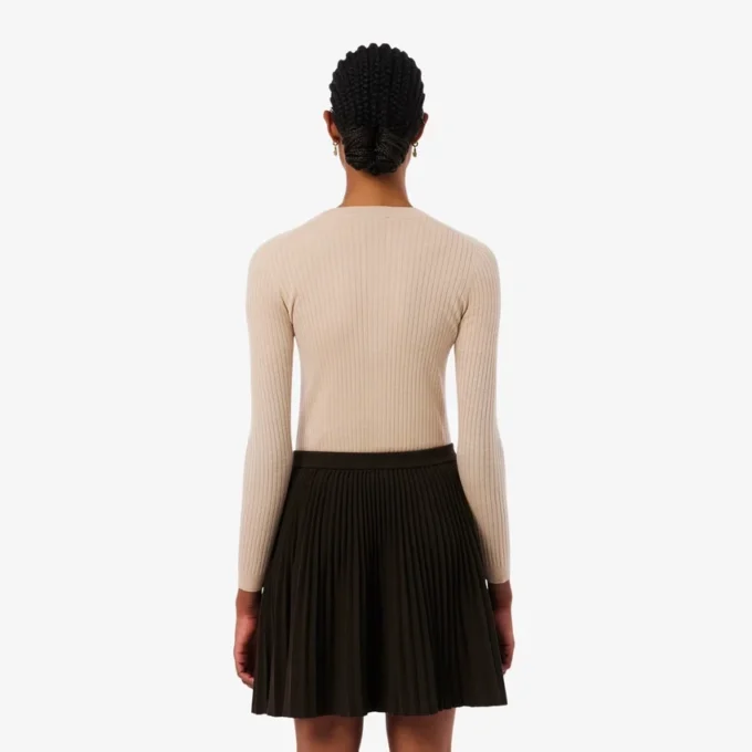 Damen-Strickjacke aus Merinowolle mit Rippstrick