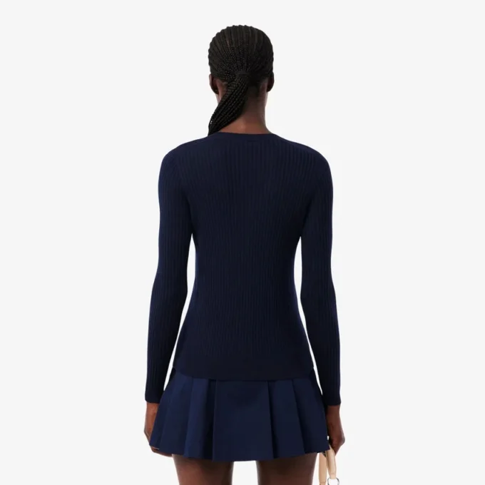 Damen-Strickjacke aus Merinowolle mit Rippstrick