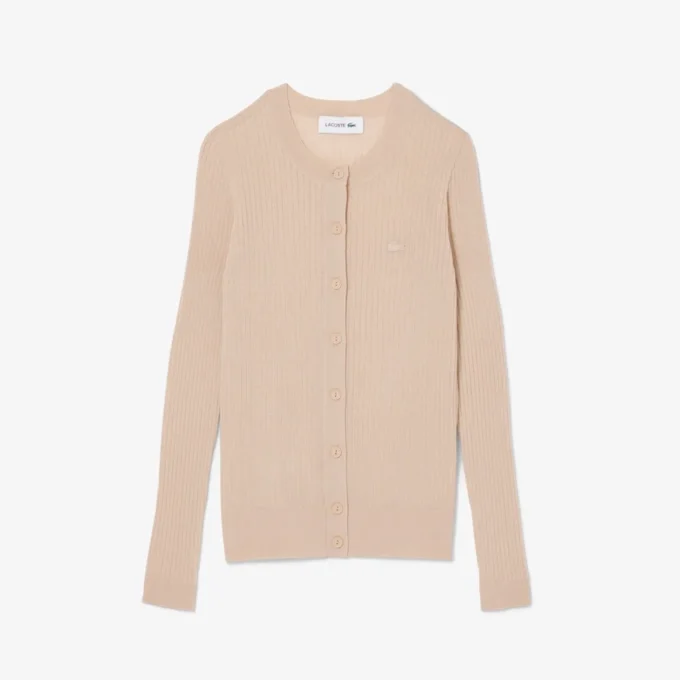 Damen-Strickjacke aus Merinowolle mit Rippstrick