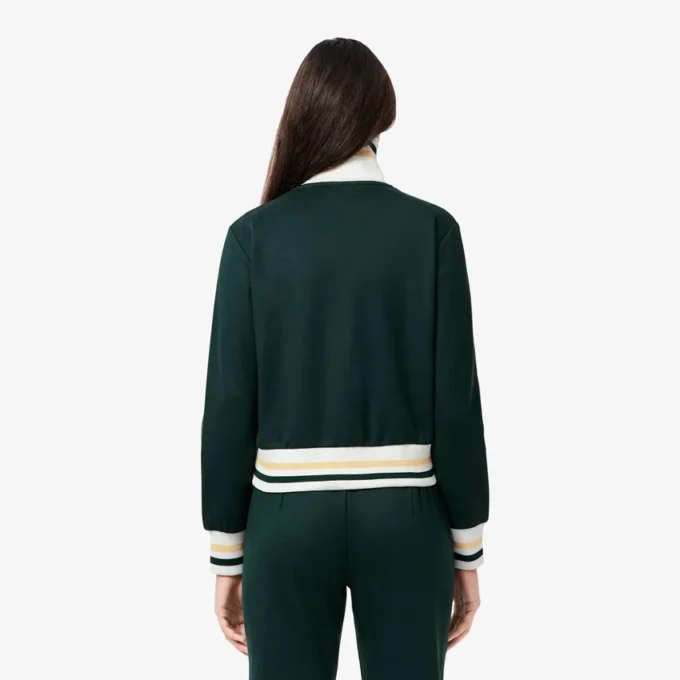 Damen-Sweatshirt mit Reißverschluss und Streifenakzenten