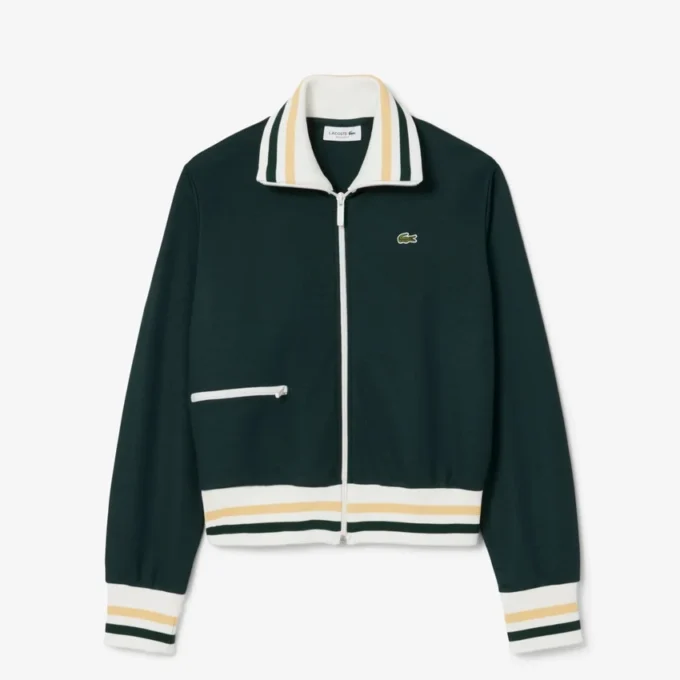 Damen-Sweatshirt mit Reißverschluss und Streifenakzenten