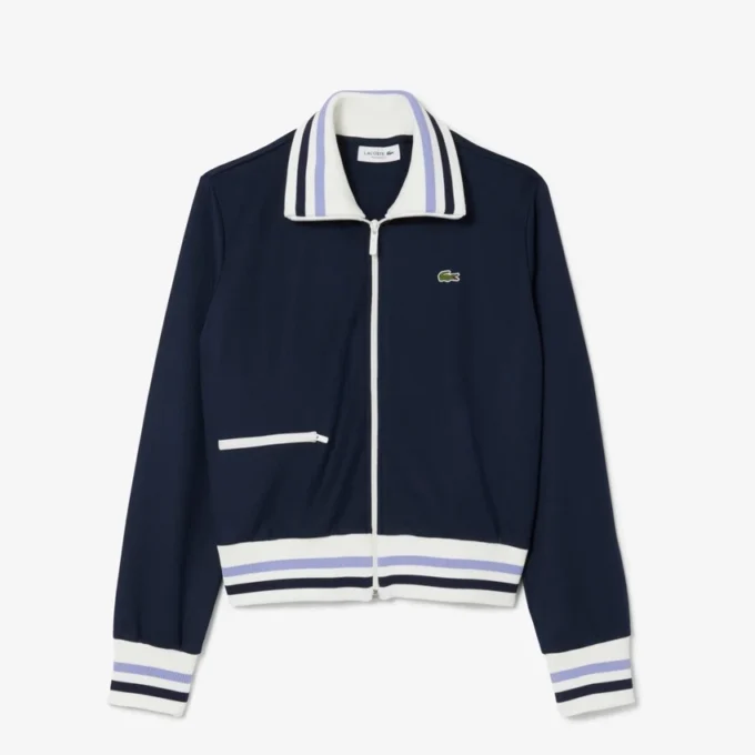 Damen-Sweatshirt mit Reißverschluss und Streifenakzenten