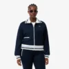 Damen-Sweatshirt mit Reißverschluss und Streifenakzenten