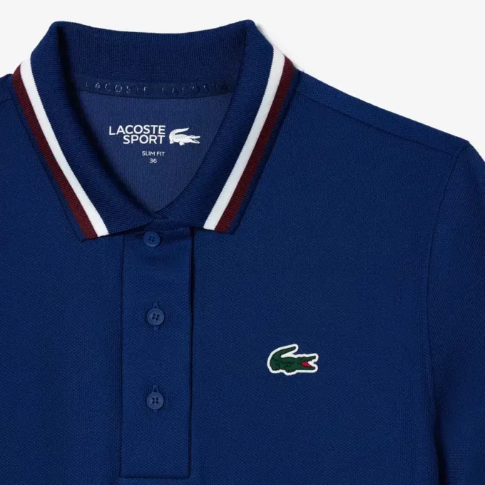 Damen-Tennis-Poloshirt mit UV-Schutz und gestreiftem Kragen
