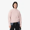 Damen-Wollpullover mit Patchwork-Effekt und hohem Kragen