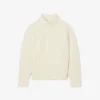 Damen-Wollpullover mit Patchwork-Effekt und hohem Kragen
