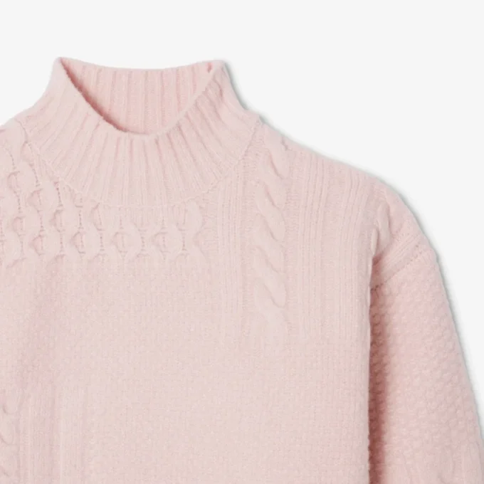 Damen-Wollpullover mit Patchwork-Effekt und hohem Kragen