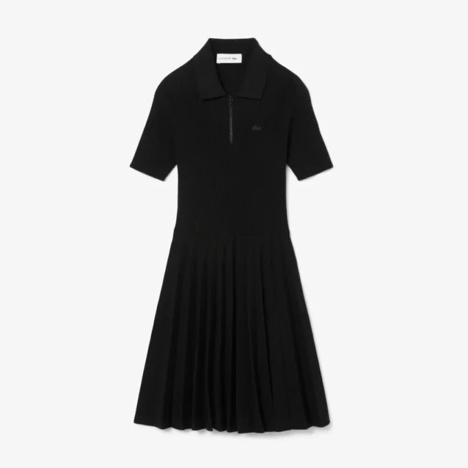 Damenkleid mit Plissee und Poloshirt-Kragen