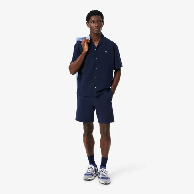 Fleece-Shorts mit Logo-Streifen in Regular Fit