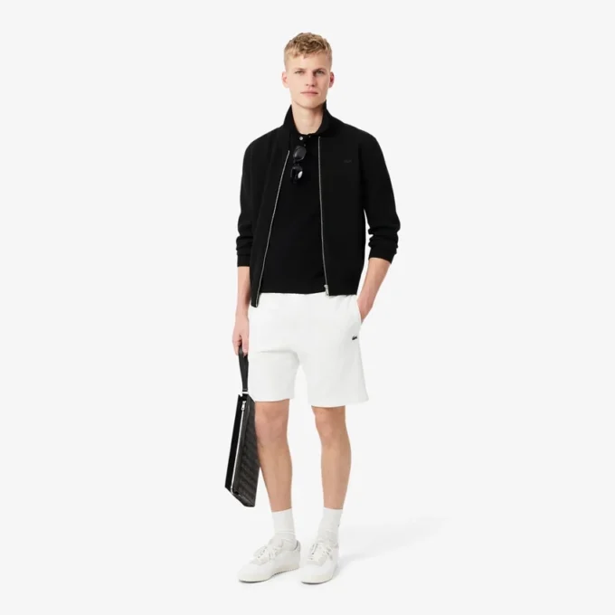 Fleece-Shorts mit Logo-Streifen in regulärer Passform