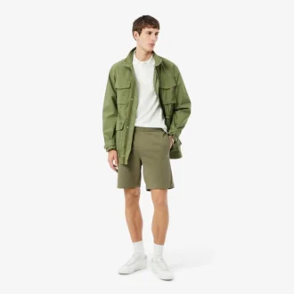 Fleece-Shorts mit Logo-Streifen in regulärer Passform