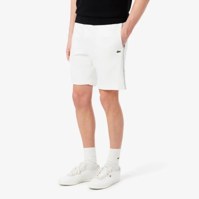 Fleece-Shorts mit Logo-Streifen in regulärer Passform