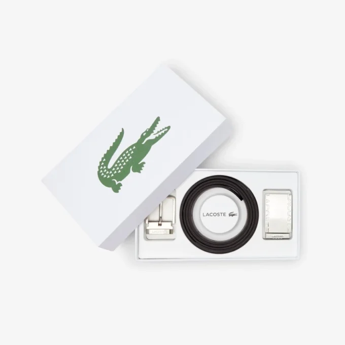 Geschenkset aus glattem Leder mit Gürtel und Schnalle