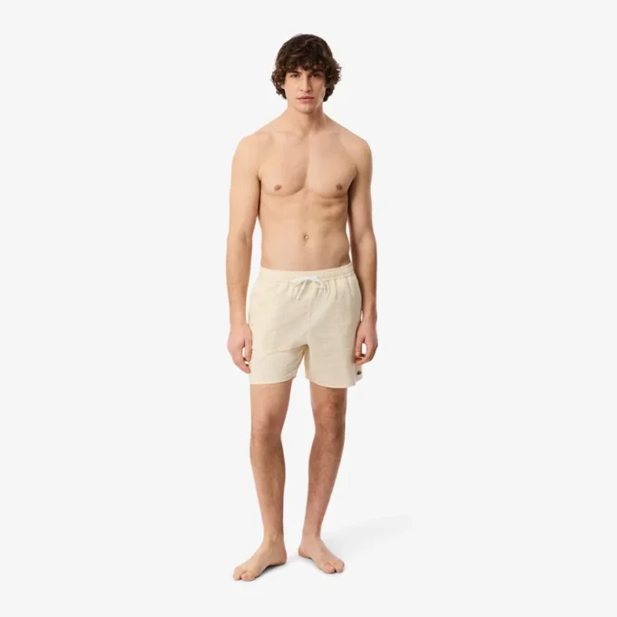 Gestreifte, strukturierte Retroshorts in mittlerer Länge für Herren