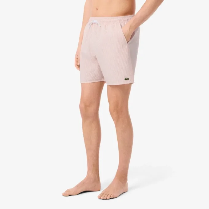 Gestreifte, strukturierte Retroshorts in mittlerer Länge für Herren