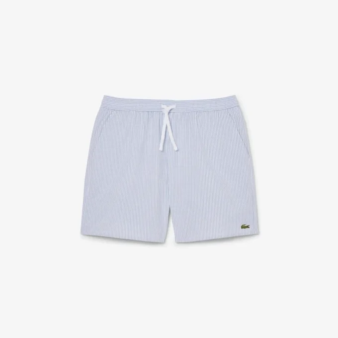 Gestreifte, strukturierte Retroshorts in mittlerer Länge für Herren