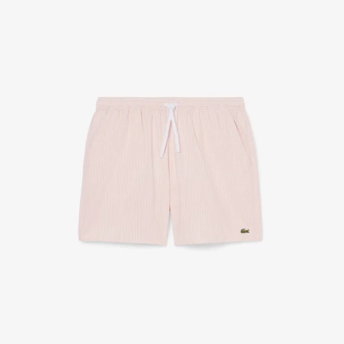 Gestreifte, strukturierte Retroshorts in mittlerer Länge für Herren
