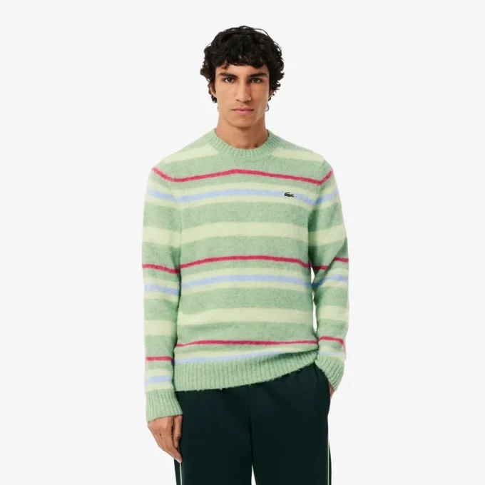 Gestreifter Alpaka-Wollpullover für Herren