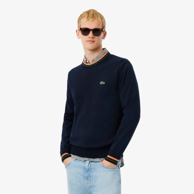 Gestreifter Baumwoll-Jersey-Pullover für Herren
