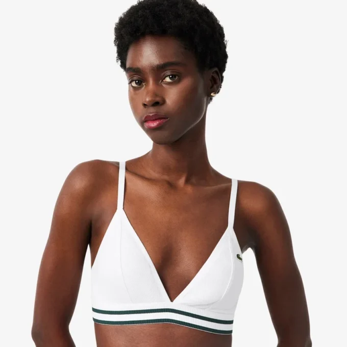 Gestreifter Baumwoll-Triangel-Bralette
