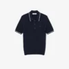 Gestreifter Pullover mit Zopfmuster und Poloshirt-Kragen