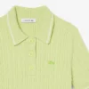 Gestreifter Pullover mit Zopfmuster und Poloshirt-Kragen